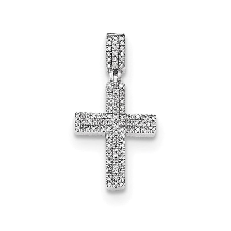 14K Weißgold Kreuzanhänger mit echten Diamanten