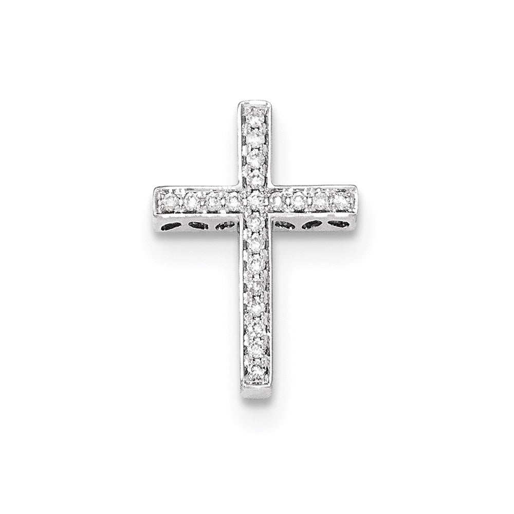 14K Weißgold Kreuz-Gleitanhänger mit echtem Diamant