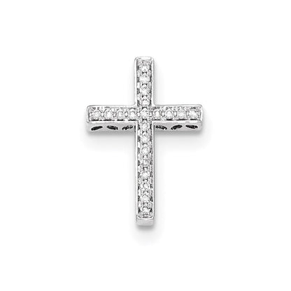 14K Weißgold Kreuz-Gleitanhänger mit echtem Diamant