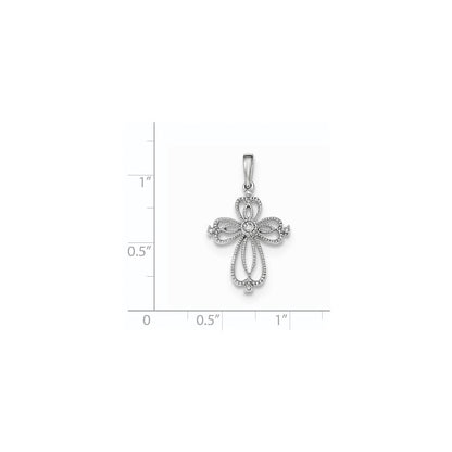 14K Weißgold Anhänger mit echtem Diamant