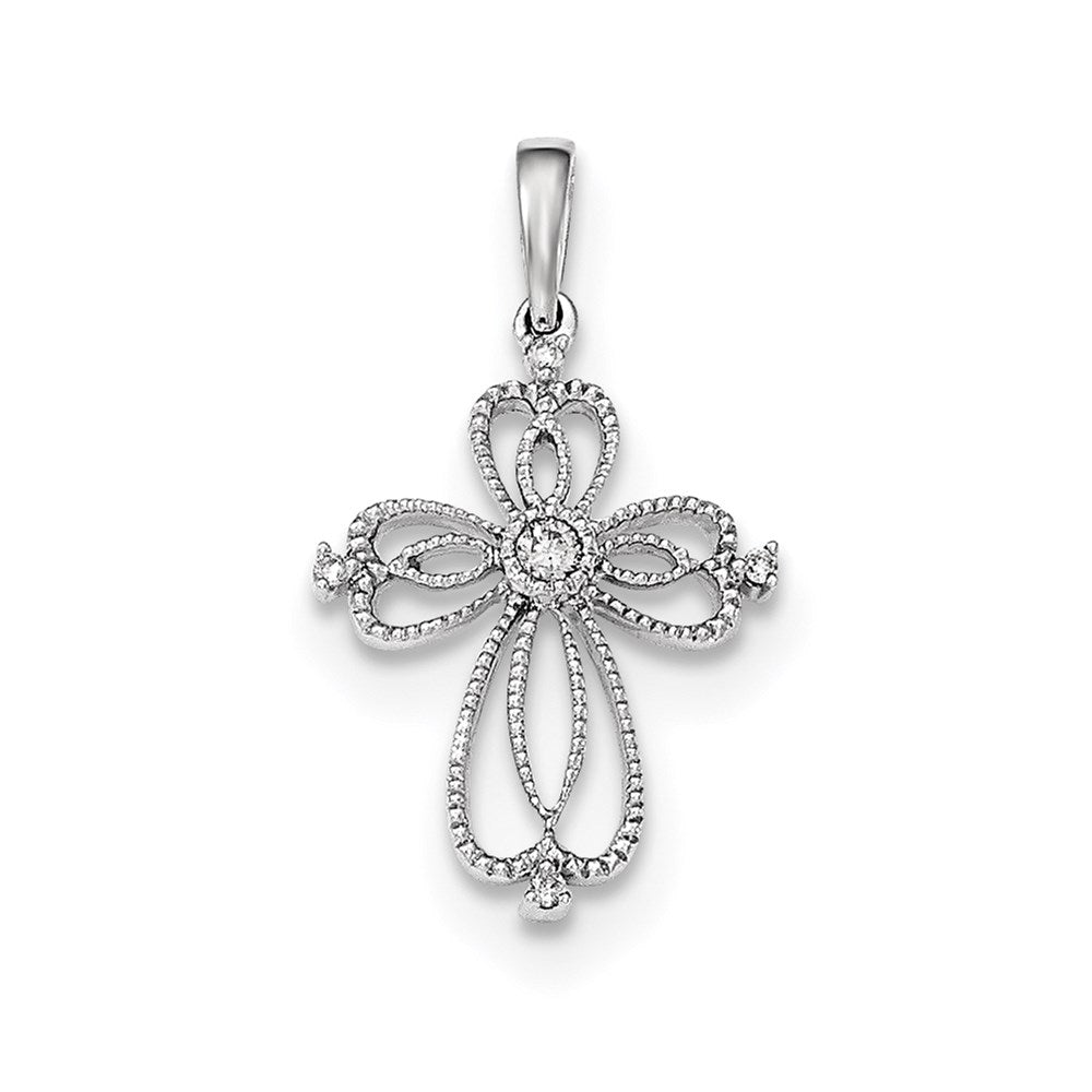 14K Weißgold Anhänger mit echtem Diamant