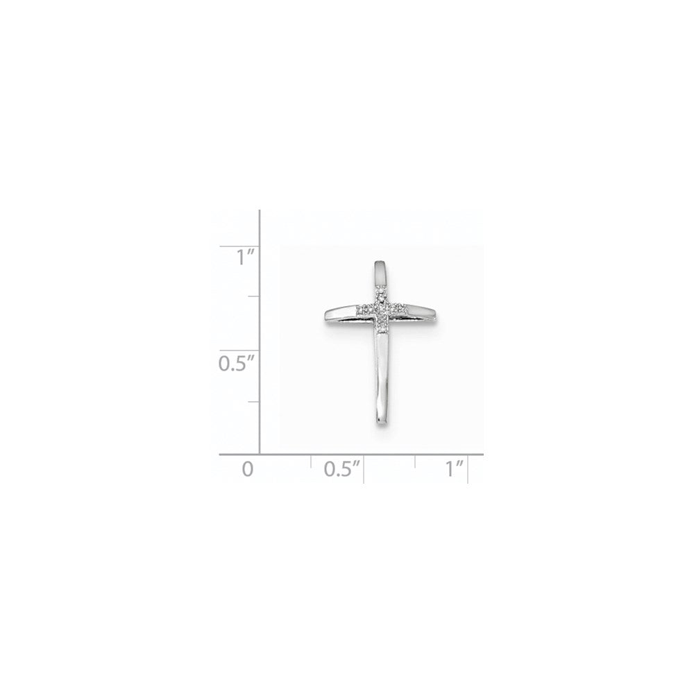 14K Weißgold Kreuz-Gleitanhänger mit echtem Diamant