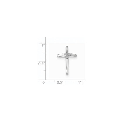 14K Weißgold Kreuz-Gleitanhänger mit echtem Diamant