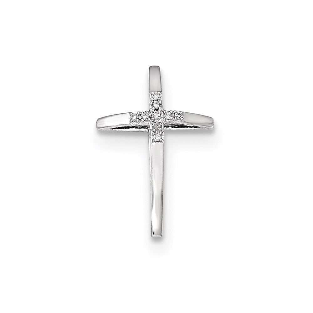 14K Weißgold Kreuz-Gleitanhänger mit echtem Diamant