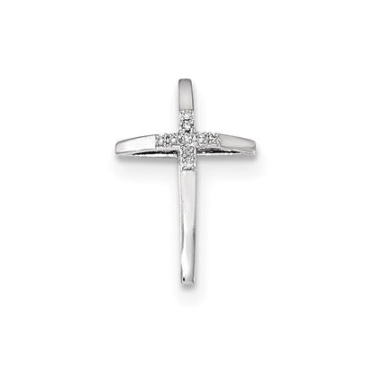 14K Weißgold Kreuz-Gleitanhänger mit echtem Diamant