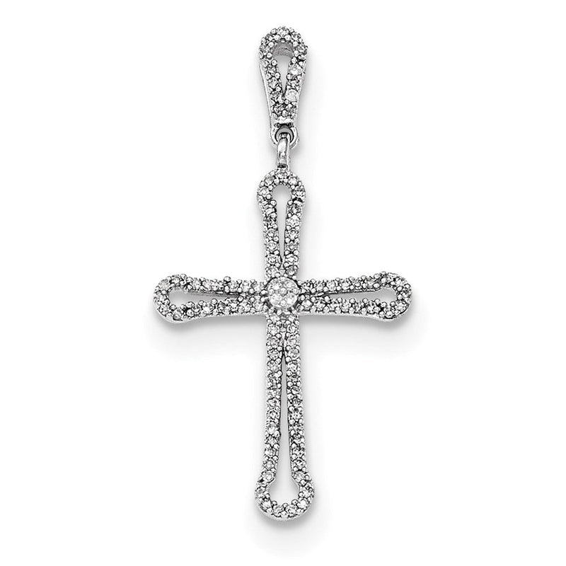 14kt Weißgold Diamant-Kreuzanhänger, poliert