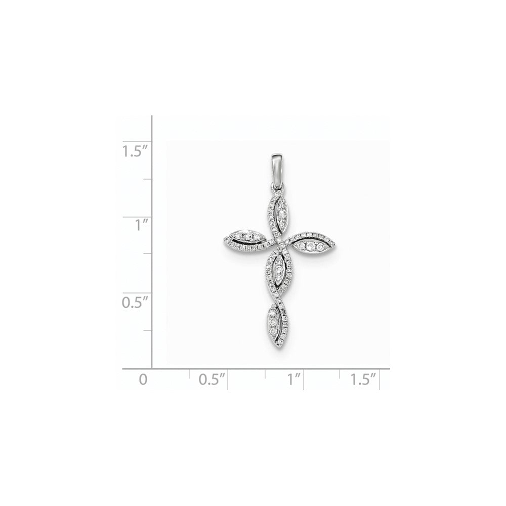 14K Weißgold Diamant-Kreuz-Anhänger mit gedrehtem Design