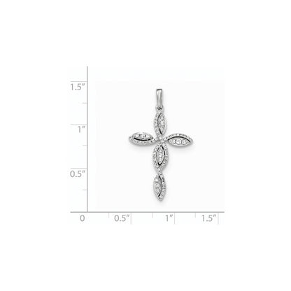 14K Weißgold Diamant-Kreuz-Anhänger mit gedrehtem Design