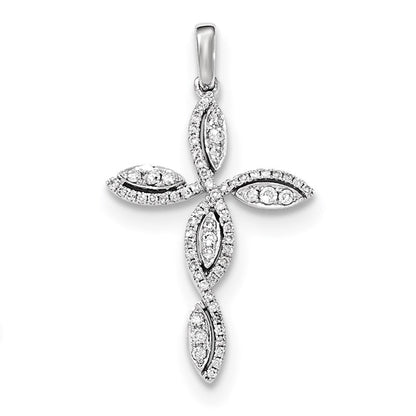 14K Weißgold Diamant-Kreuz-Anhänger mit gedrehtem Design
