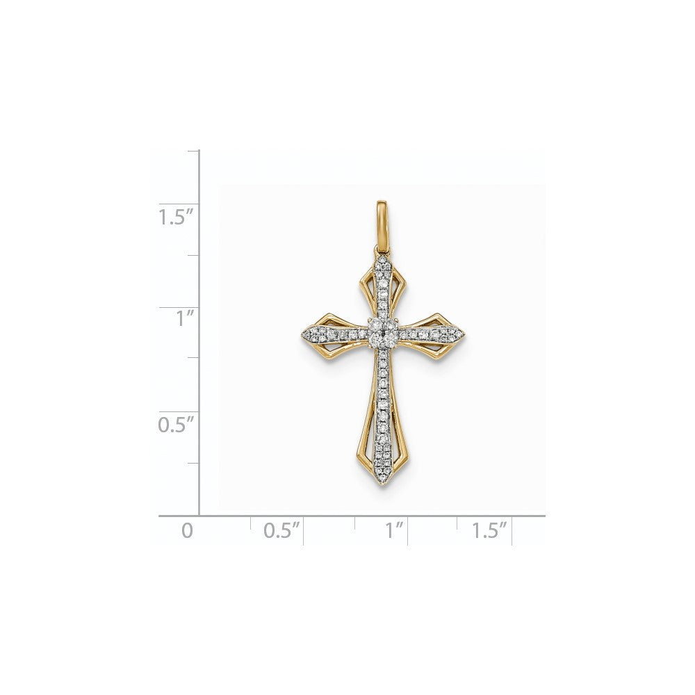 14K Gelbgold Echter Diamant Kreuz-Anhänger