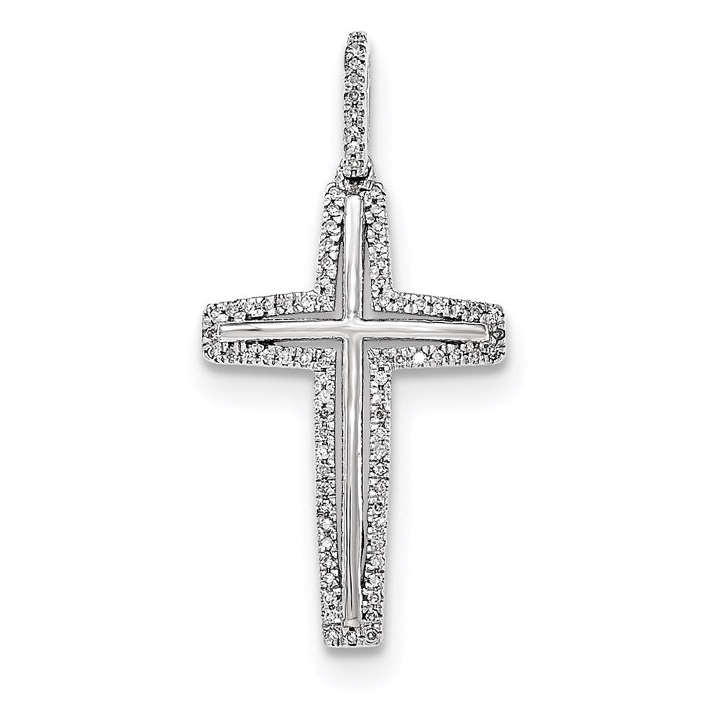 14K Weißgold Kreuzanhänger mit echten Diamanten