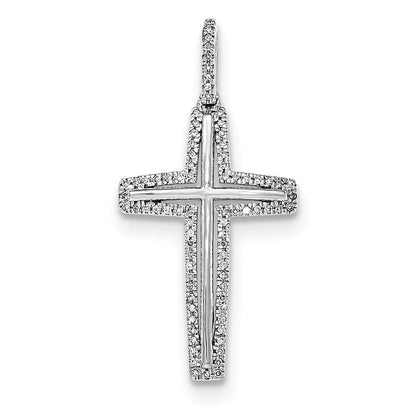 14K Weißgold Kreuzanhänger mit echten Diamanten