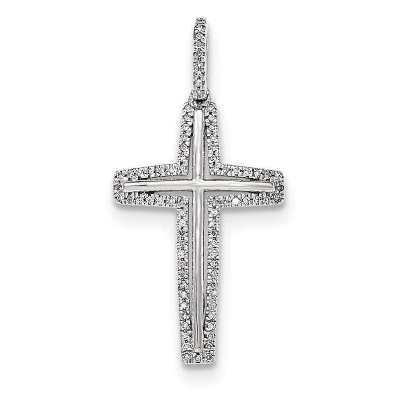 14K Weißgold Kreuzanhänger mit echten Diamanten