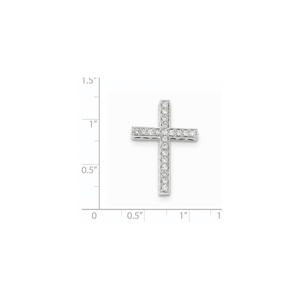 14K Weißgold Echt-Diamant-Kreuz-Gleitanhänger mit Kette