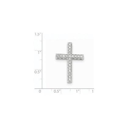 14K Weißgold Echt-Diamant-Kreuz-Gleitanhänger mit Kette