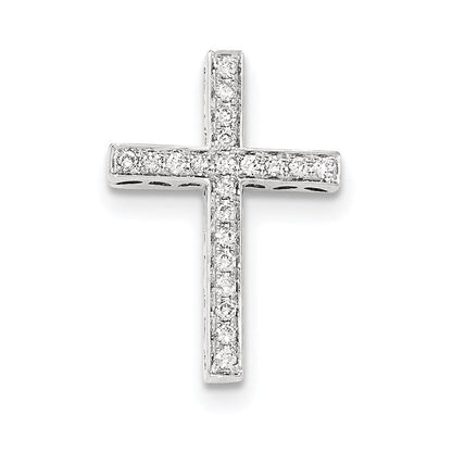 14K Weißgold Echt-Diamant-Kreuz-Gleitanhänger mit Kette
