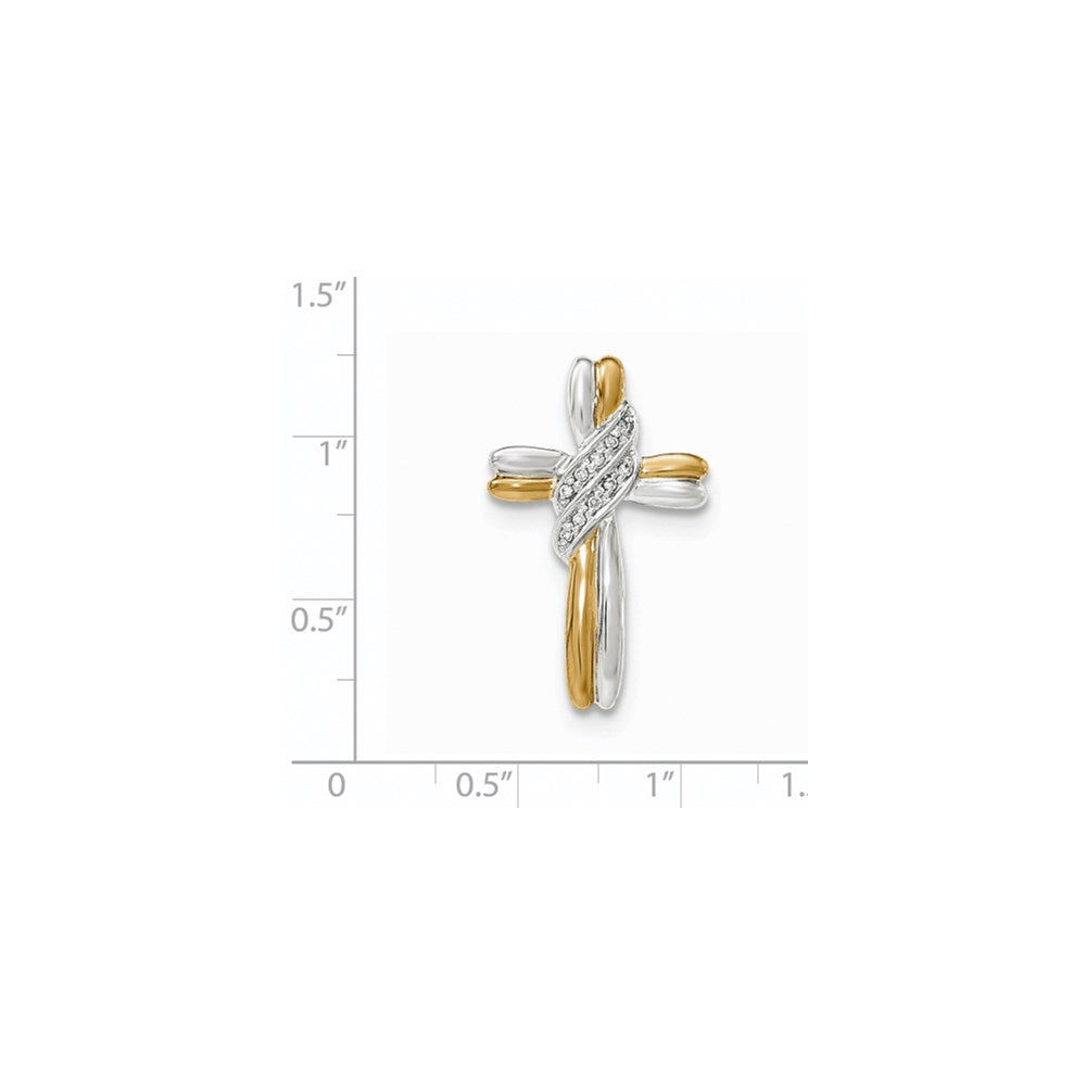 14K Gelbgold Kreuzanhänger mit echten Diamanten und Rhodium-Akzenten
