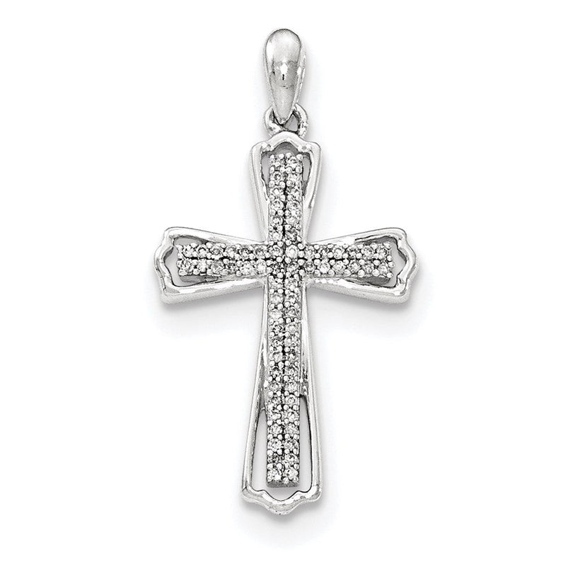 14K Weißgold Kreuzanhänger mit echten Diamanten