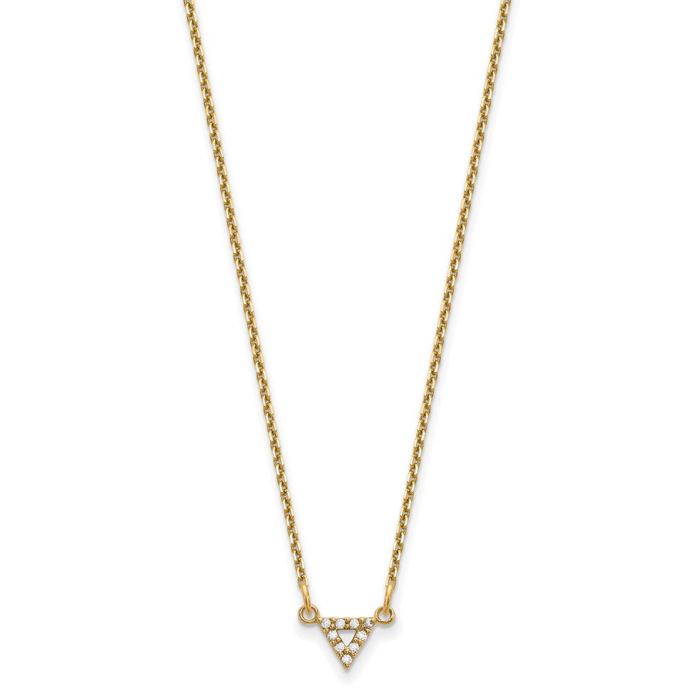 14K Gelbgold Aaa Qualität Echt Diamant 6mm Dreieck Halskette