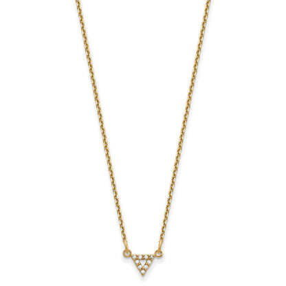14K Gelbgold Aaa Qualität Echt Diamant 6mm Dreieck Halskette