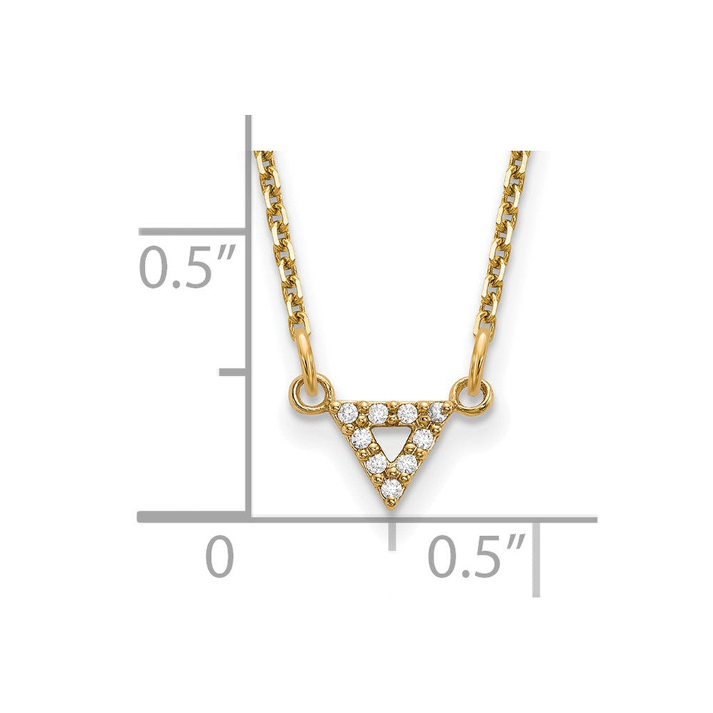 14K Gelbgold Aa Qualität Echt Diamant 6mm Dreieck Halskette