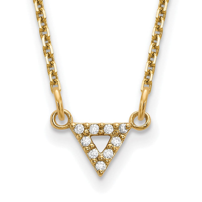 14K Gelbgold Aaa Qualität Echt Diamant 6mm Dreieck Halskette