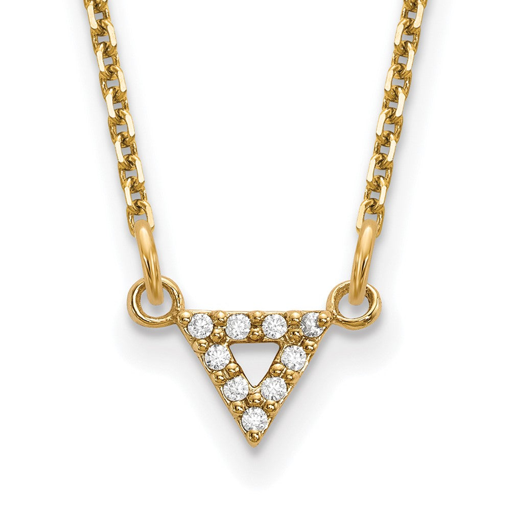 14K Gelbgold Vs Qualität Echt Diamant 6mm Dreieck Halskette