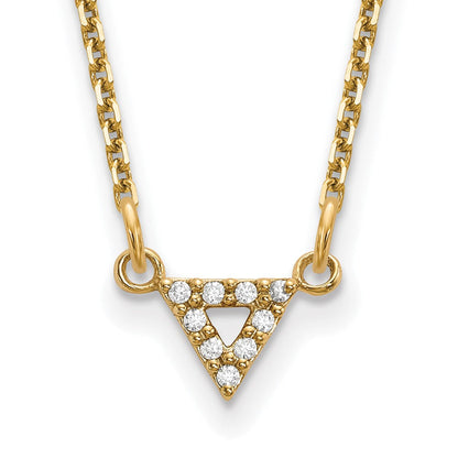 14K Gelbgold Vs Qualität Echt Diamant 6mm Dreieck Halskette