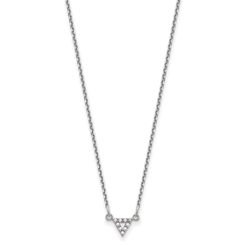 14K Weißgold A Qualität Echt Diamant 6mm Dreieck Halskette