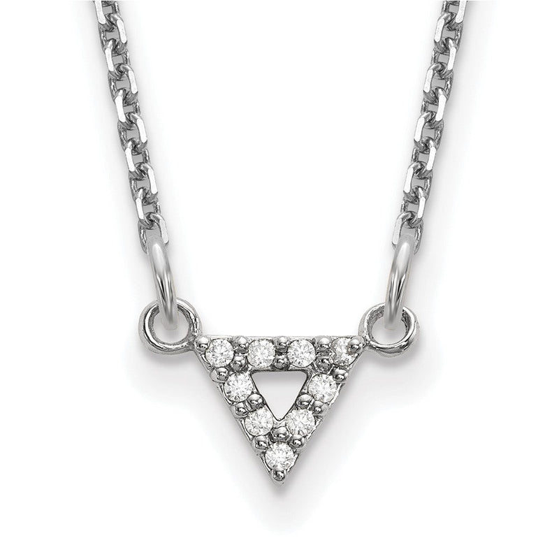 14K Weißgold A Qualität Echt Diamant 6mm Dreieck Halskette