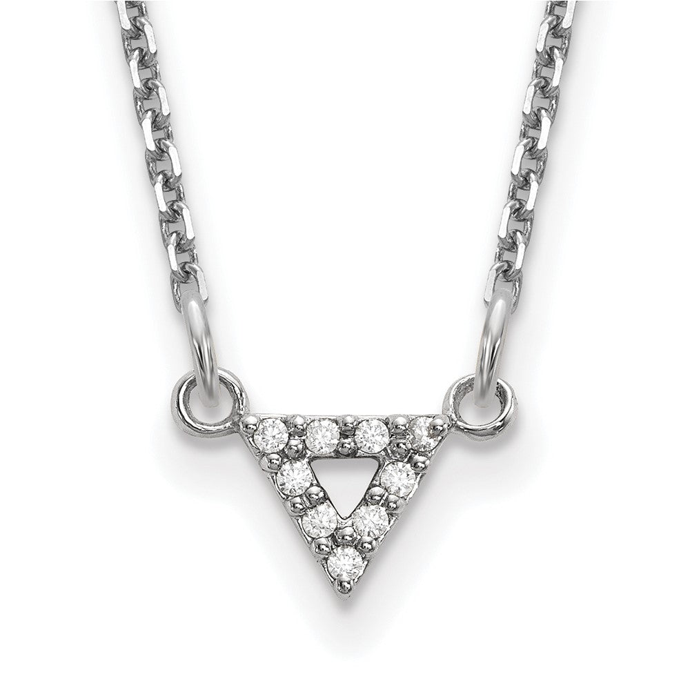 14K Weißgold Aaa Qualität Echt Diamant 6mm Dreieck Halskette