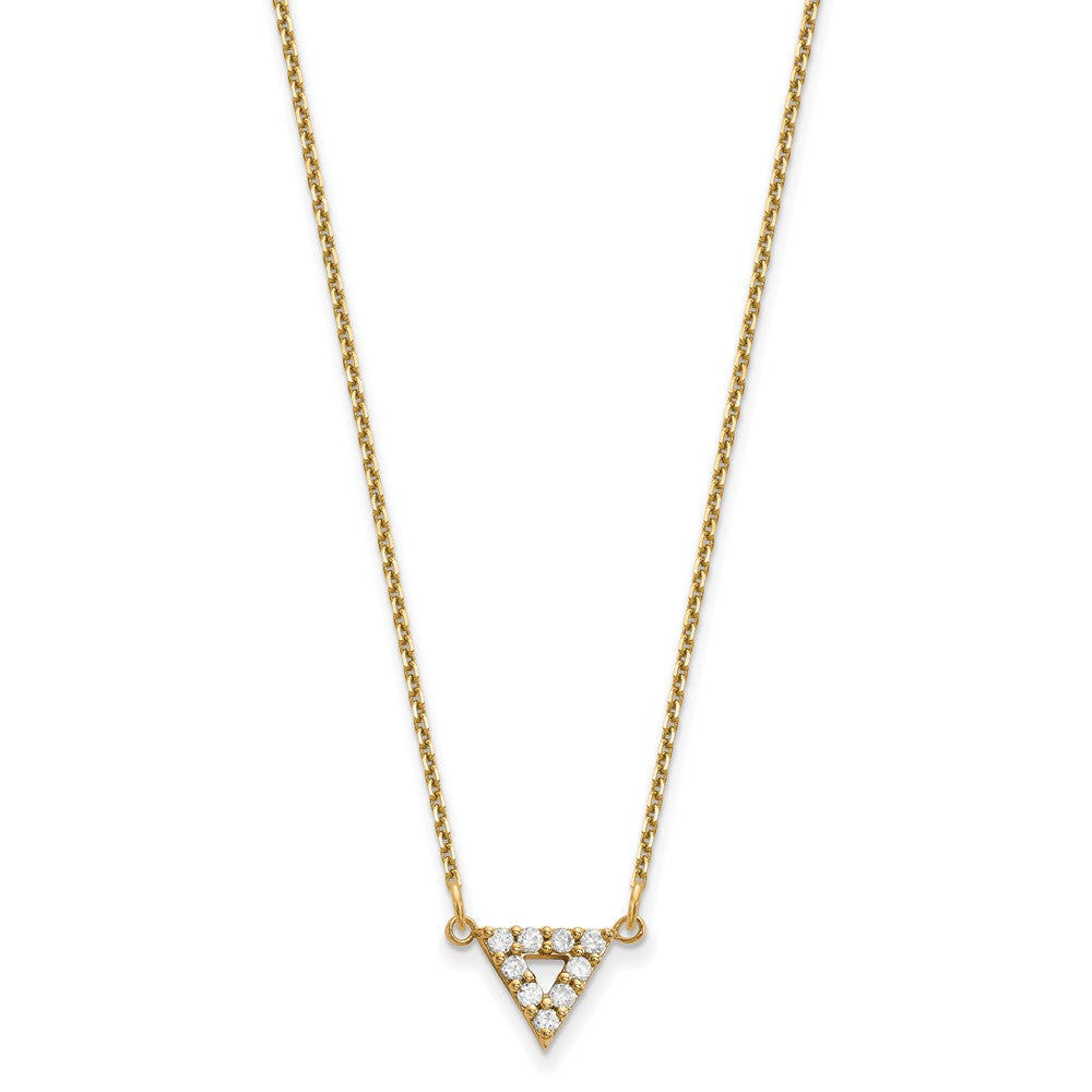 14K Gelbgold Aa Qualität Echt Diamant 9mm Dreieck Halskette