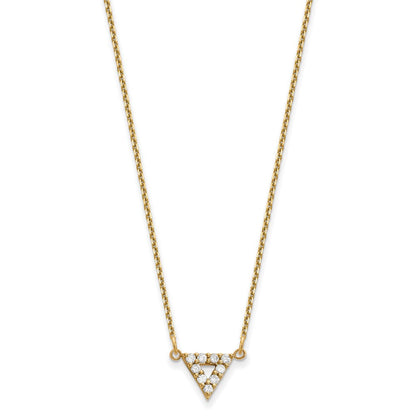 14K Gelbgold Aaa Qualität Echt Diamant 9mm Dreieck Halskette
