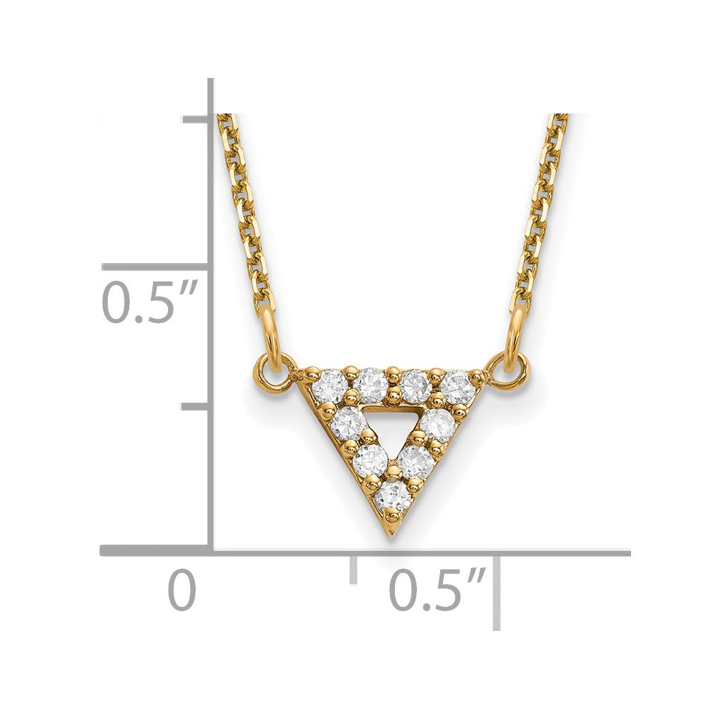 14K Gelbgold Aaa Qualität Echt Diamant 9mm Dreieck Halskette