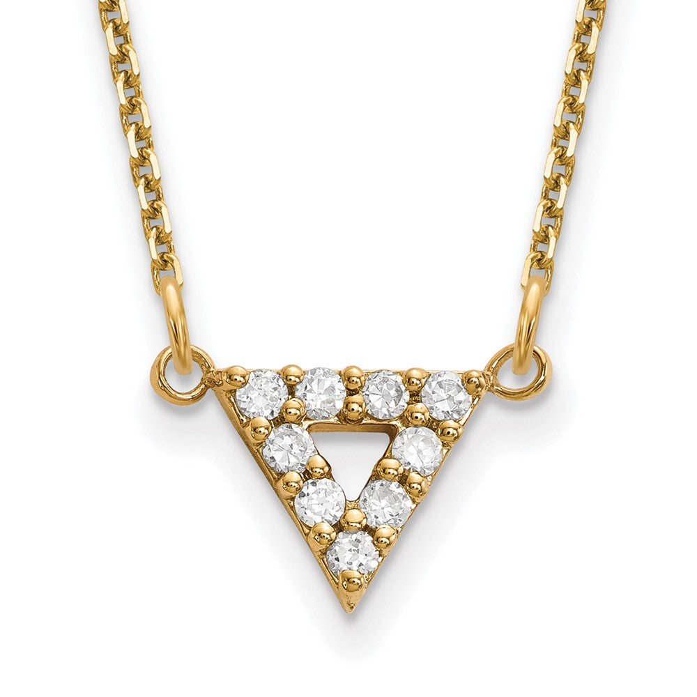 14K Gelbgold A Qualität Echt Diamant 9mm Dreieck Halskette