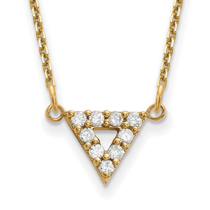 14K Gelbgold Aa Qualität Echt Diamant 9mm Dreieck Halskette