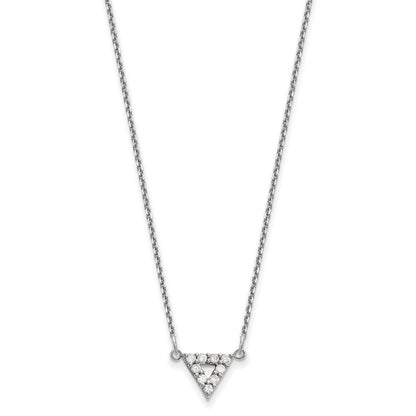 14K Weißgold A Qualität Echt Diamant 9mm Dreieck Halskette