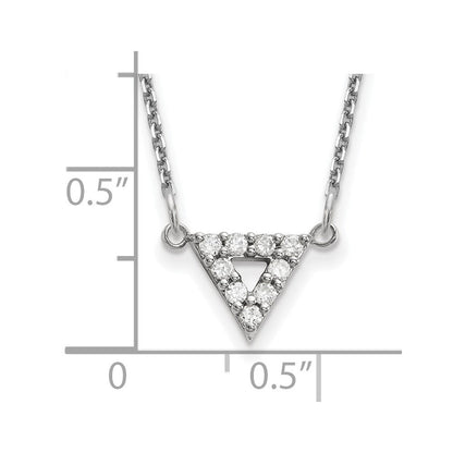 14K Weißgold Aa Qualität Echt Diamant 9mm Dreieck Halskette