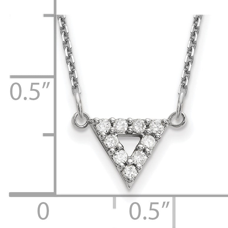 14K Weißgold Aaa Qualität Echt Diamant 9mm Dreieck Halskette