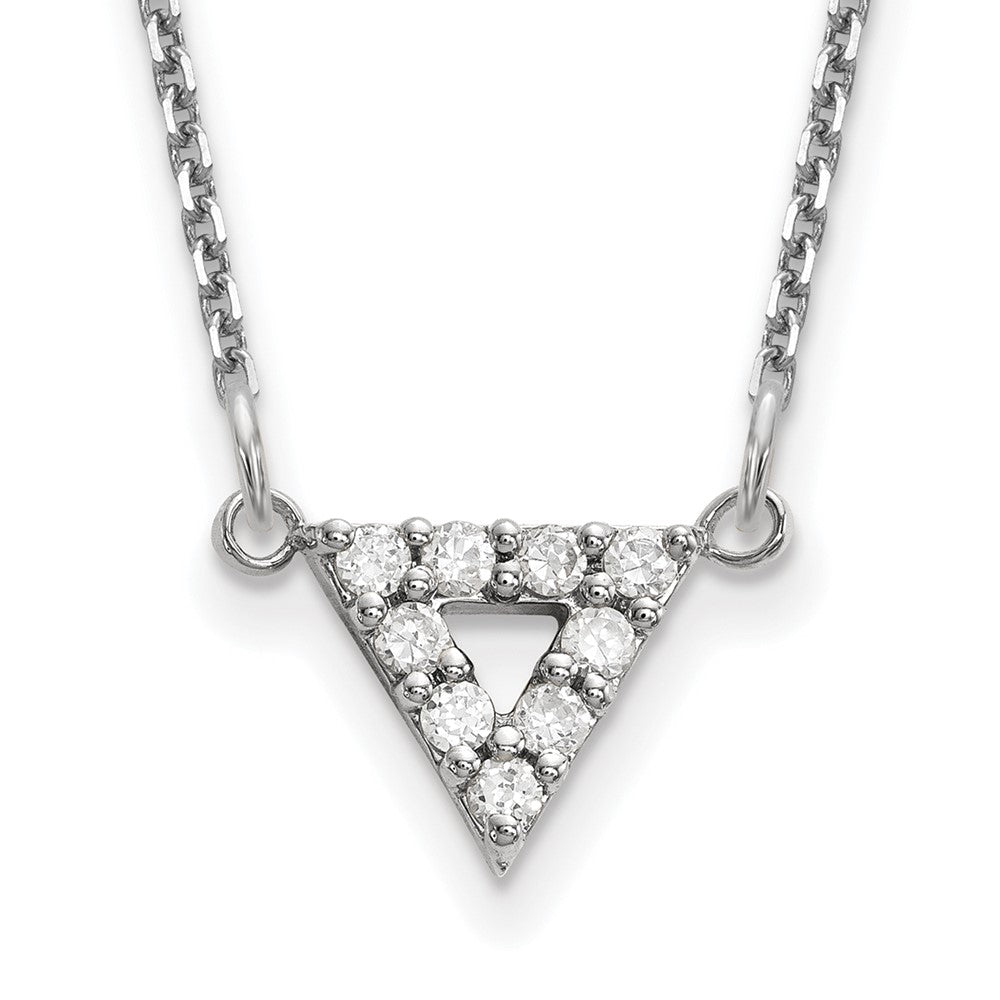 14K Weißgold Aa Qualität Echt Diamant 9mm Dreieck Halskette