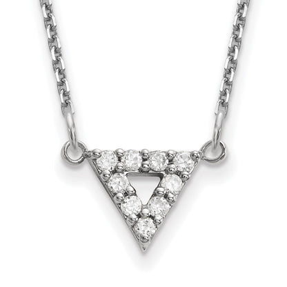 14K Weißgold Aa Qualität Echt Diamant 9mm Dreieck Halskette
