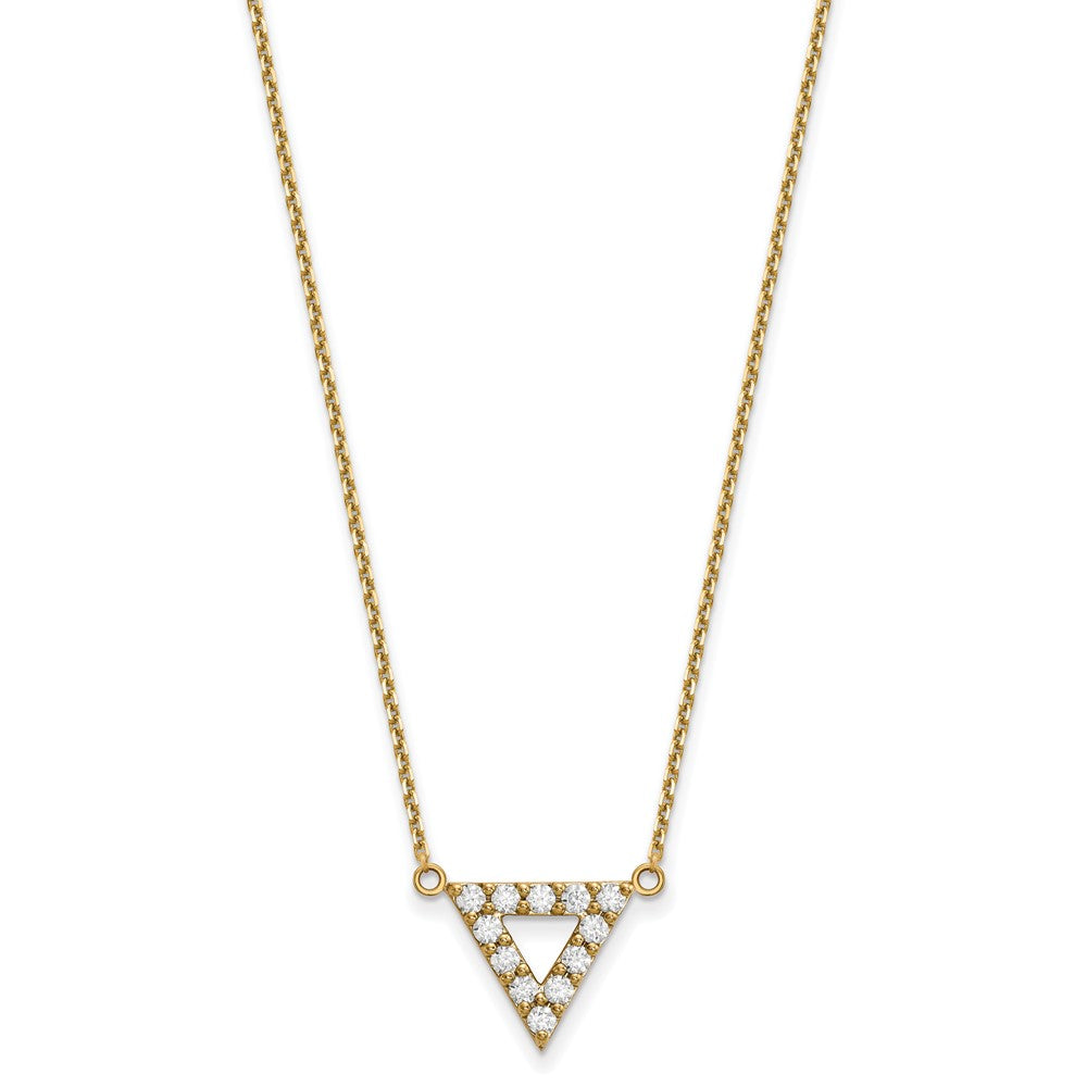 14K Gelbgold Vs Qualität Echt Diamant 13mm Dreieck Halskette