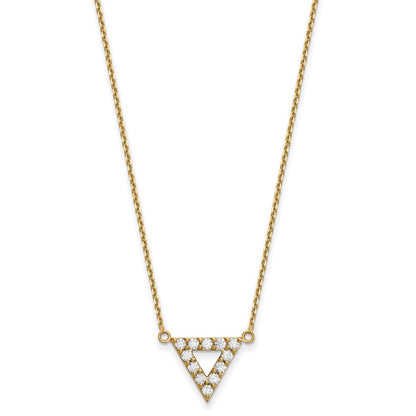 14K Gelbgold Vs Qualität Echt Diamant 13mm Dreieck Halskette