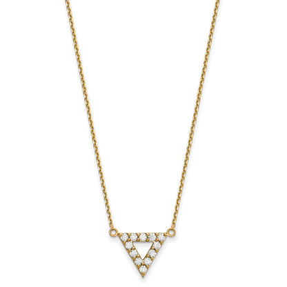 14K Gelbgold Aaa Qualität Echt Diamant 13mm Dreieck Halskette