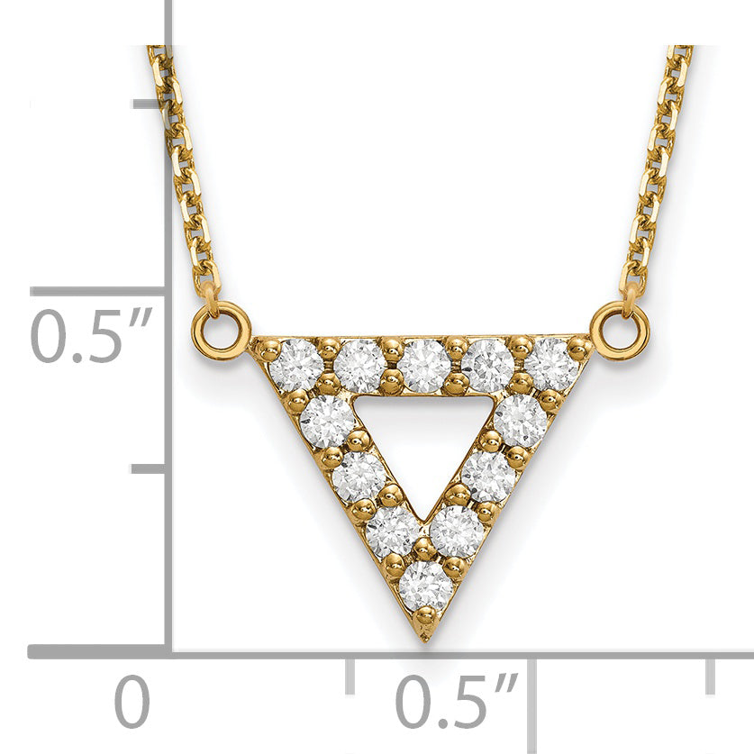 14K Gelbgold Aaa Qualität Echt Diamant 13mm Dreieck Halskette