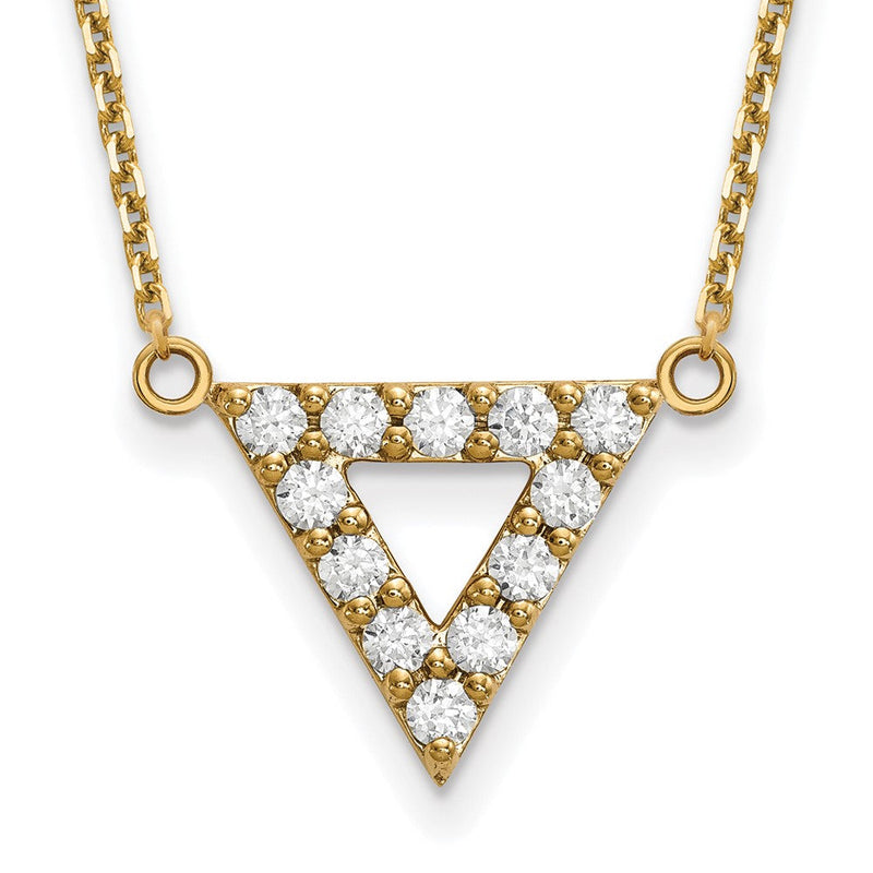 14K Gelbgold Aa Qualität Echt Diamant 3mm Dreieck Halskette