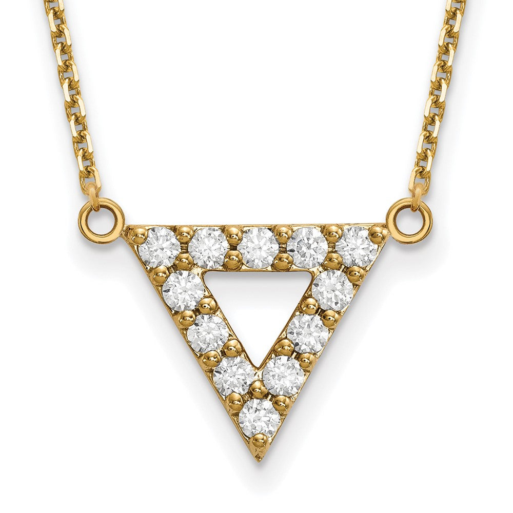 14K Gelbgold Vs Qualität Echt Diamant 13mm Dreieck Halskette