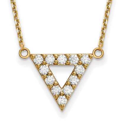 14K Gelbgold Aaa Qualität Echt Diamant 13mm Dreieck Halskette