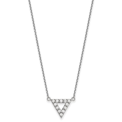14K Weißgold Aa Qualität Echt Diamant 13mm Dreieck Halskette