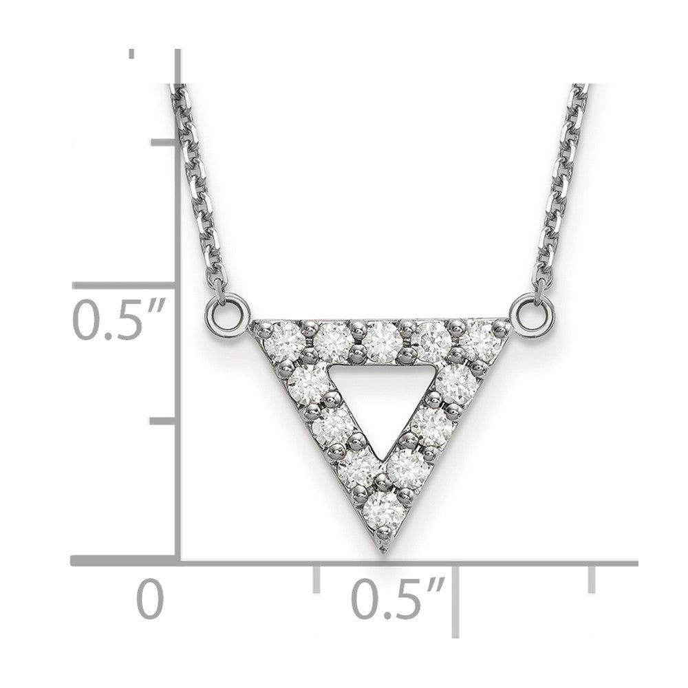14K Weißgold A Qualität Echt Diamant 13mm Dreieck Halskette